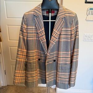 Hugo Boss Plaid Blazer in Gray and Orange